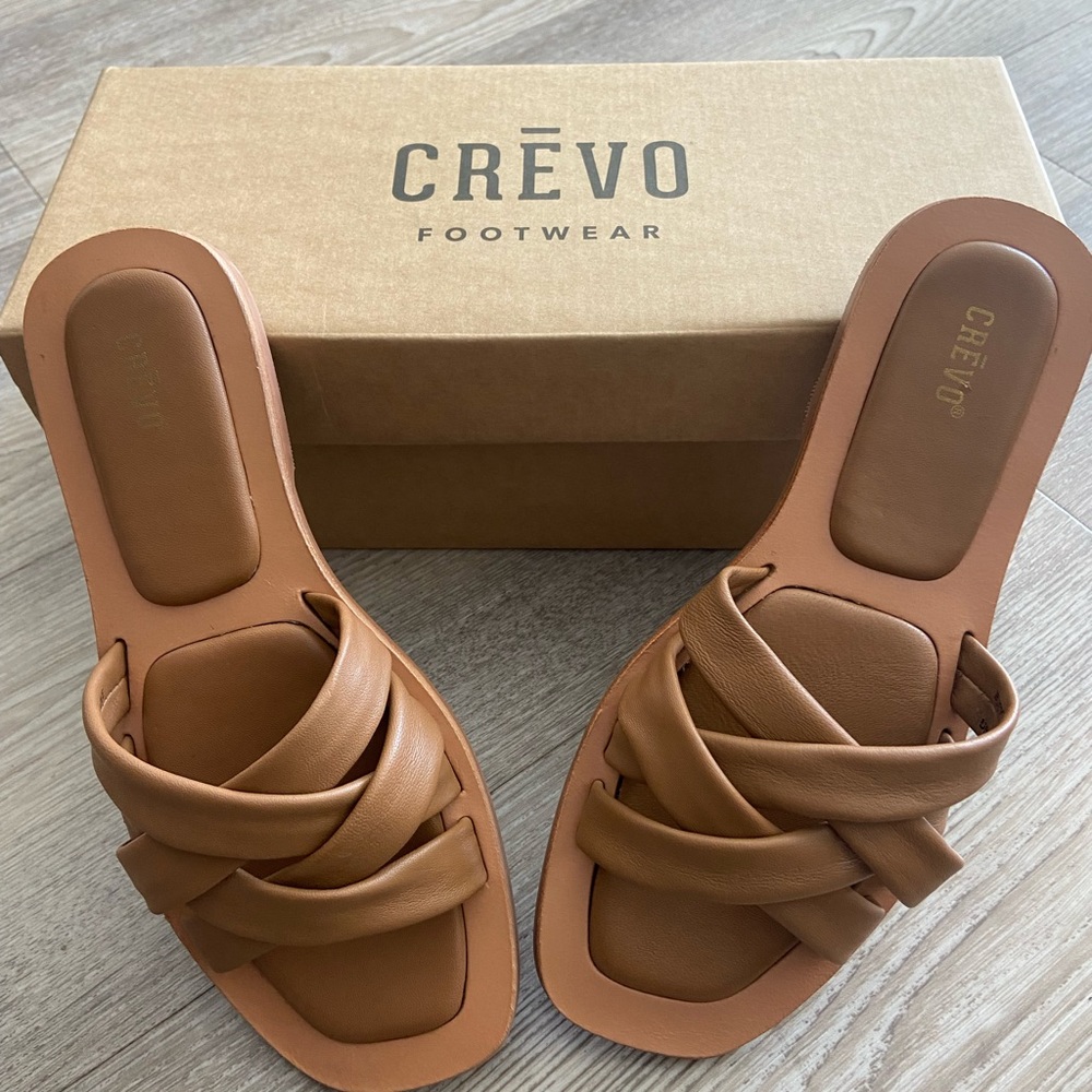 Crevo Leather Busy Slide Sandals